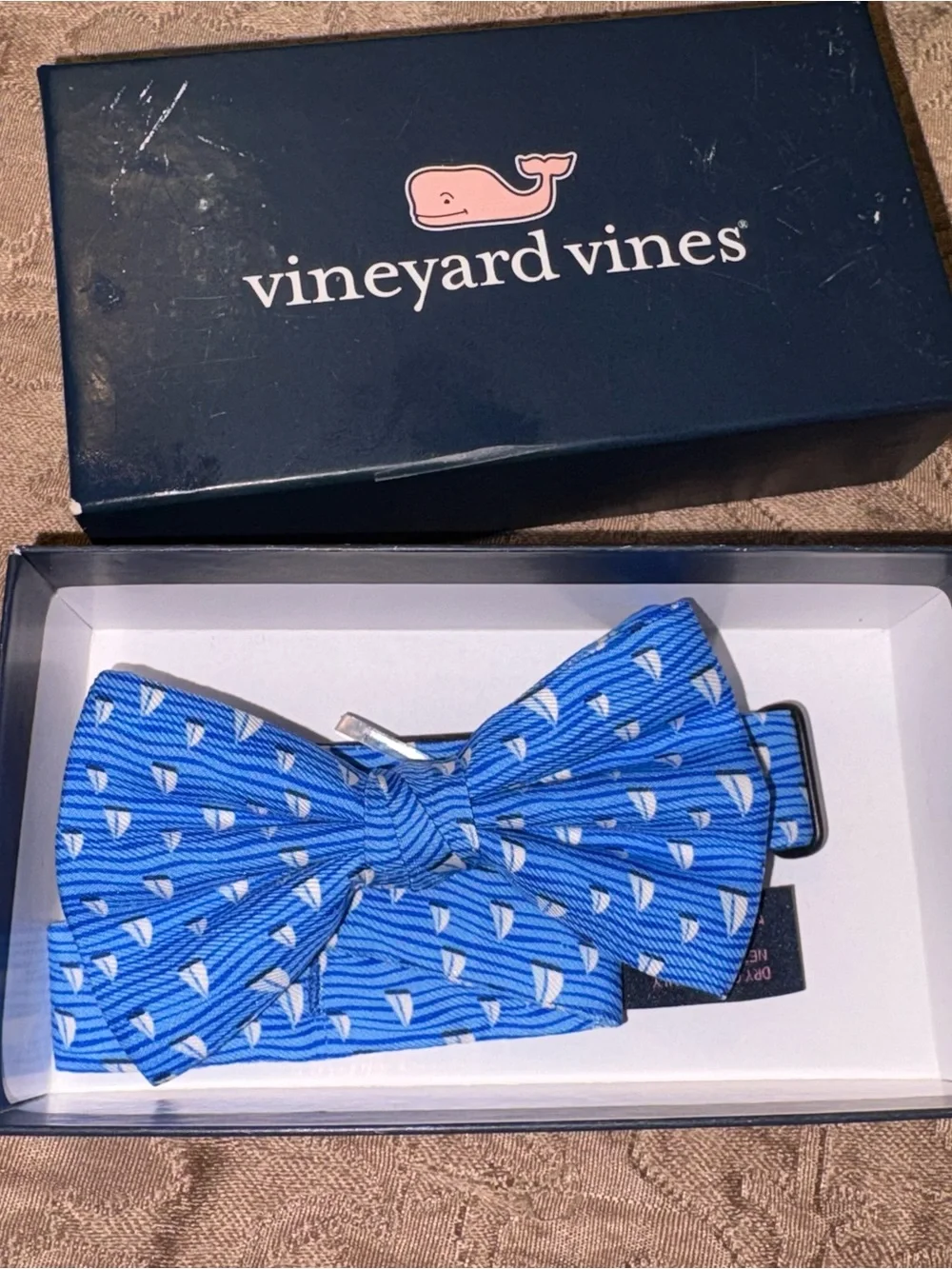 Vineyard Vines Blue Sailboat Pattern Bow Tie